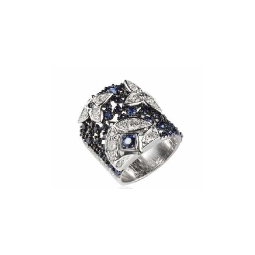 Mariani 18K White Gold And Blue Rhodium Sapphire And Diamond Ring