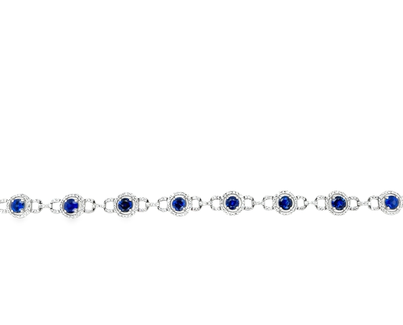 18K White Gold Diamond Blue Sapphire Bracelet