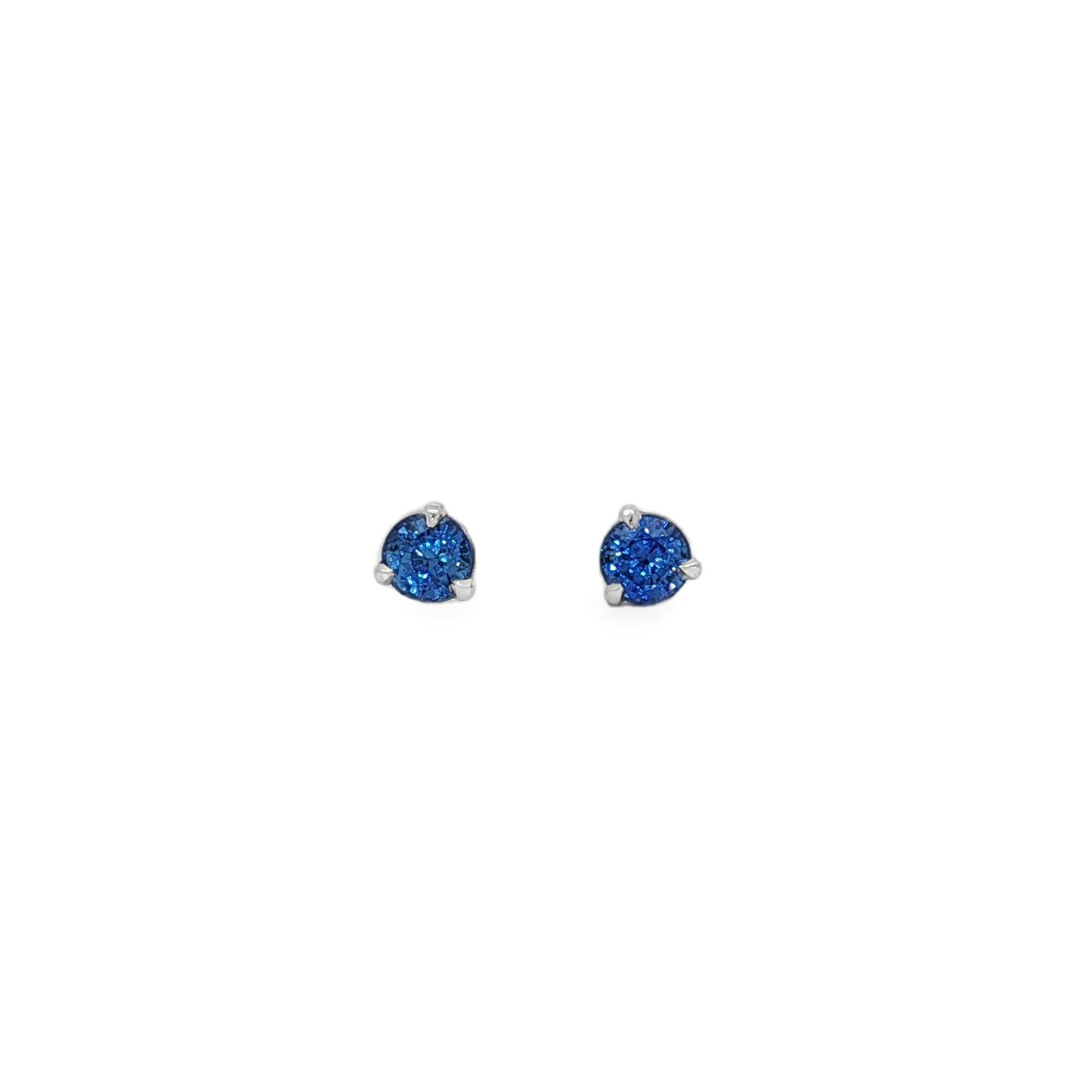 Platinum Blue Sapphire Stud Earrings