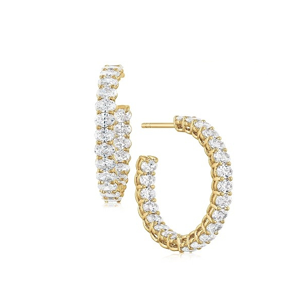 18K White Gold Diamond Inside Outside Hoop Earrings