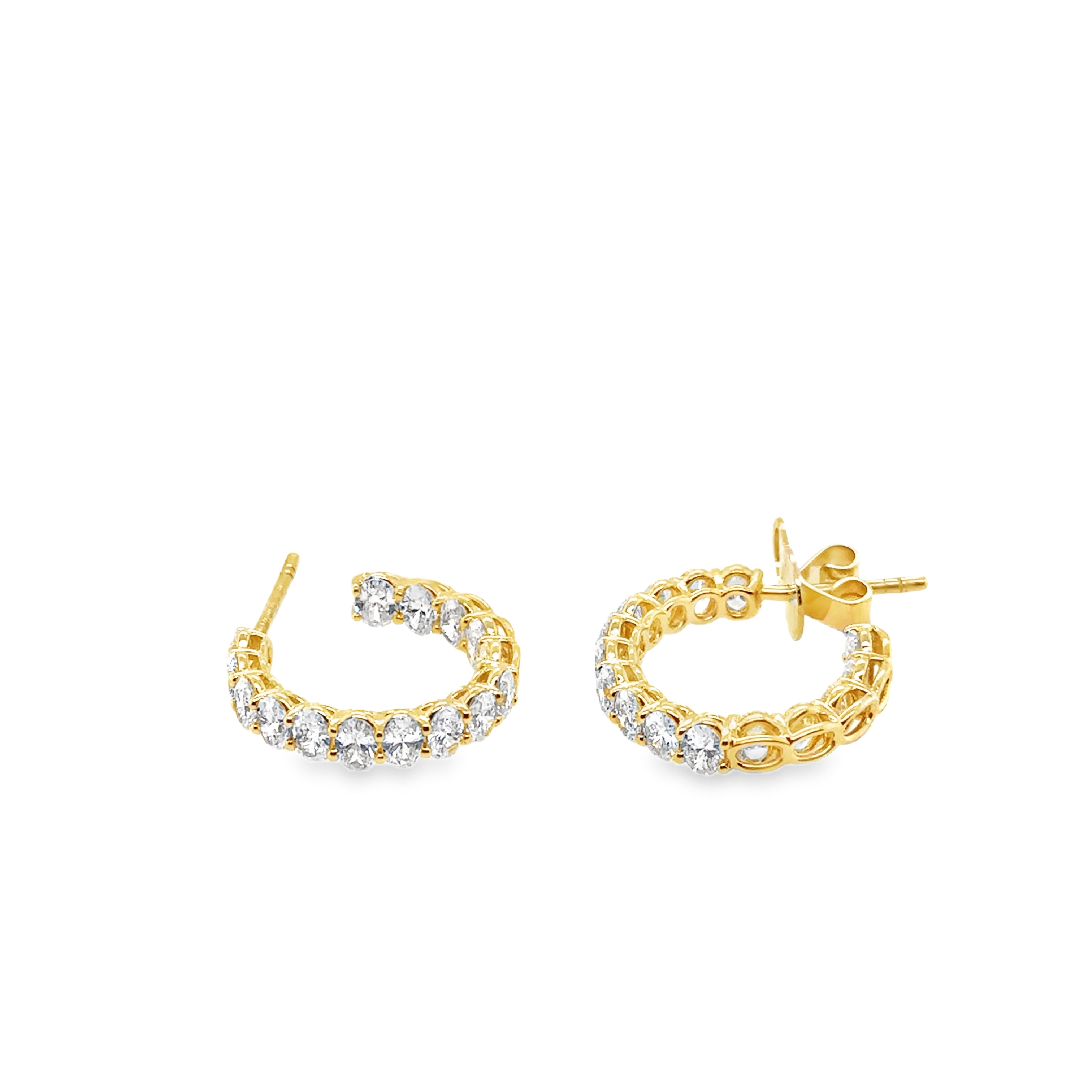 18K White Gold Diamond Inside Outside Hoop Earrings