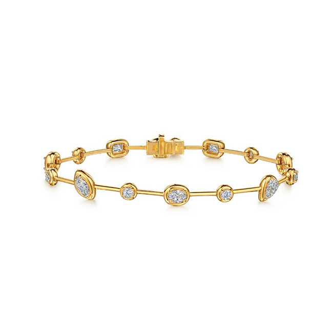 Kwait 18K Yellow Gold Diamond Bezel Set Bracelet