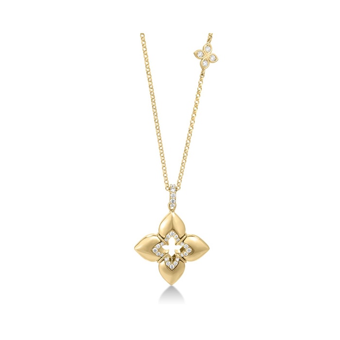 Roberto Coin 18K Yellow Gold Diamond Flower Necklace