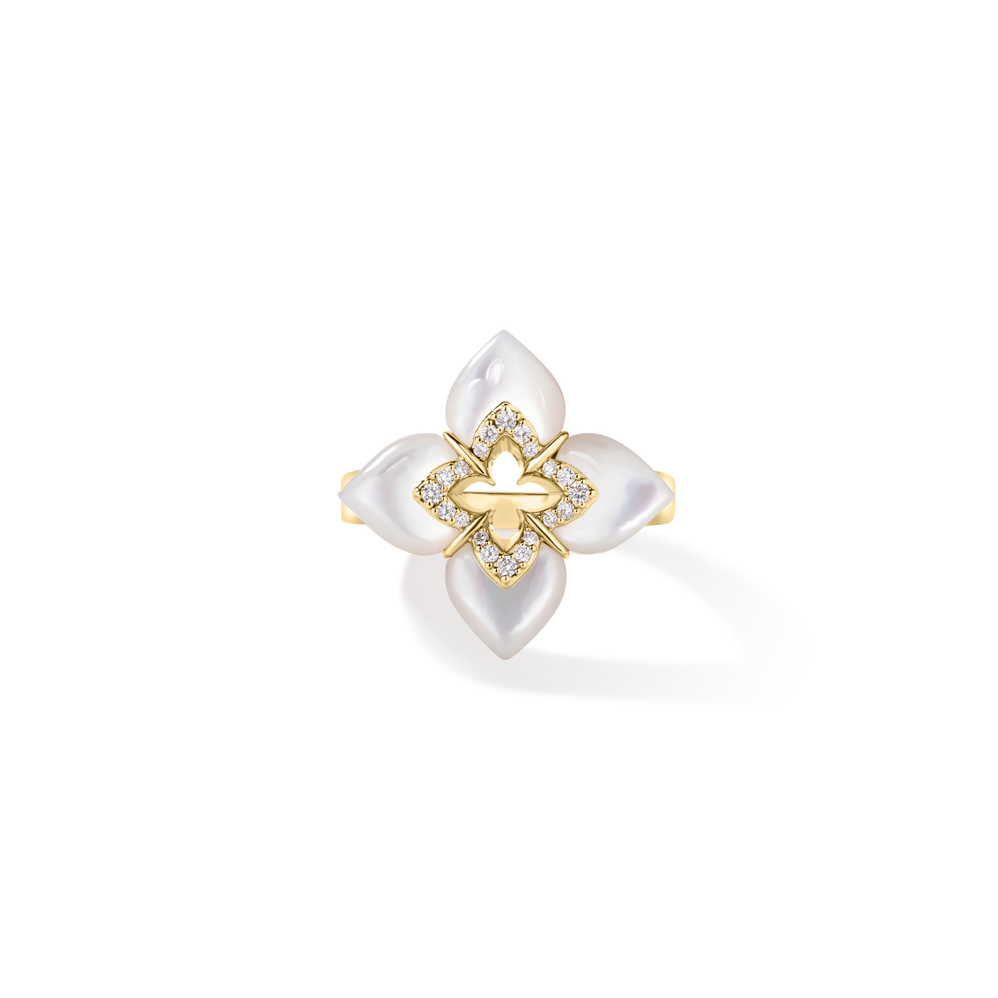 Roberto Coin 18K Yellow Gold Mother of Pearl and Diamond Flower Ring
