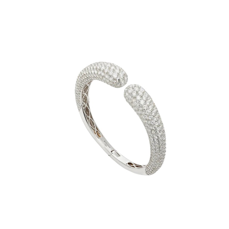 18K White Gold Diamond Pave Bangle Bracelet - B2999-34