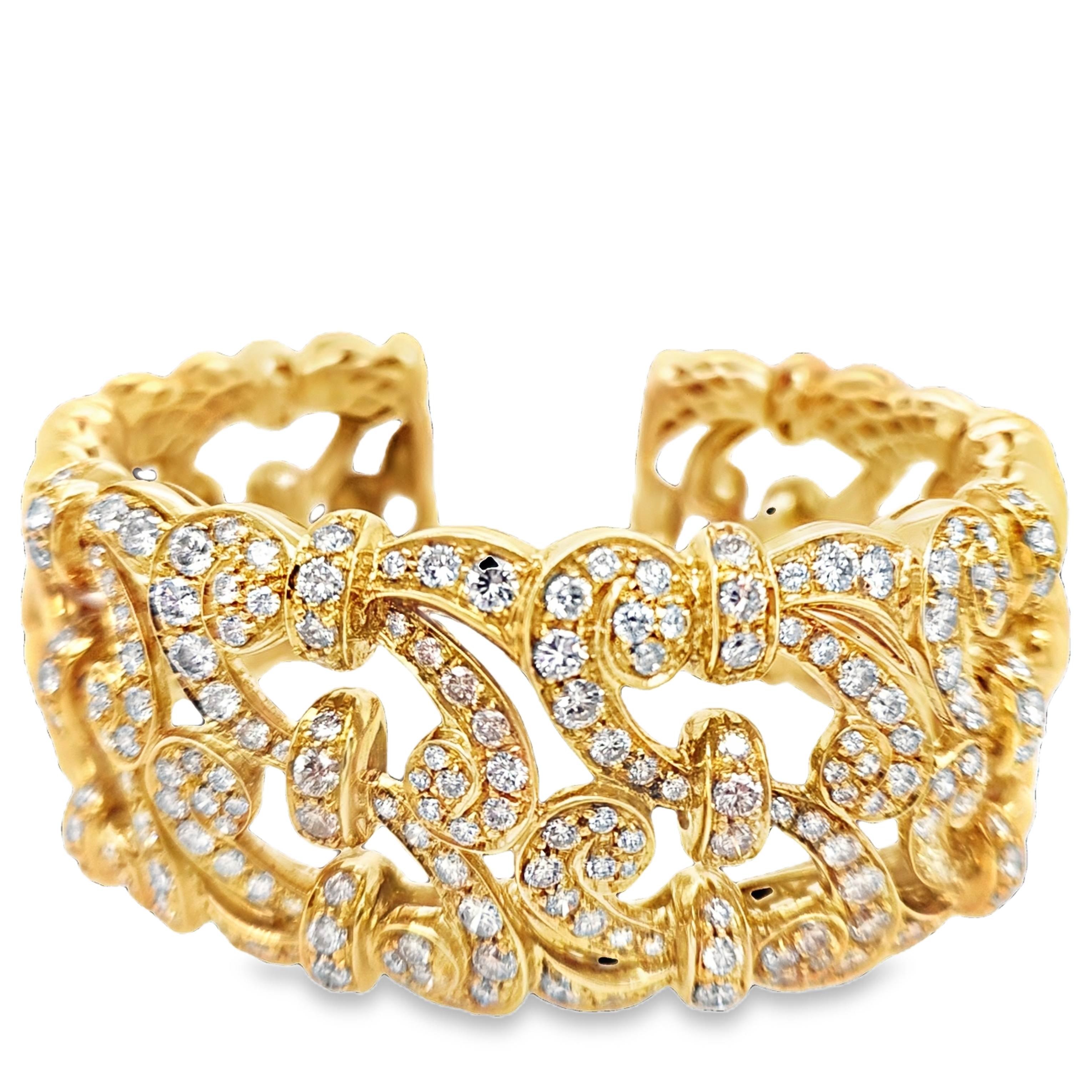 18K Yellow Gold Diamond Flexible Cuff Bracelet - B3171-3