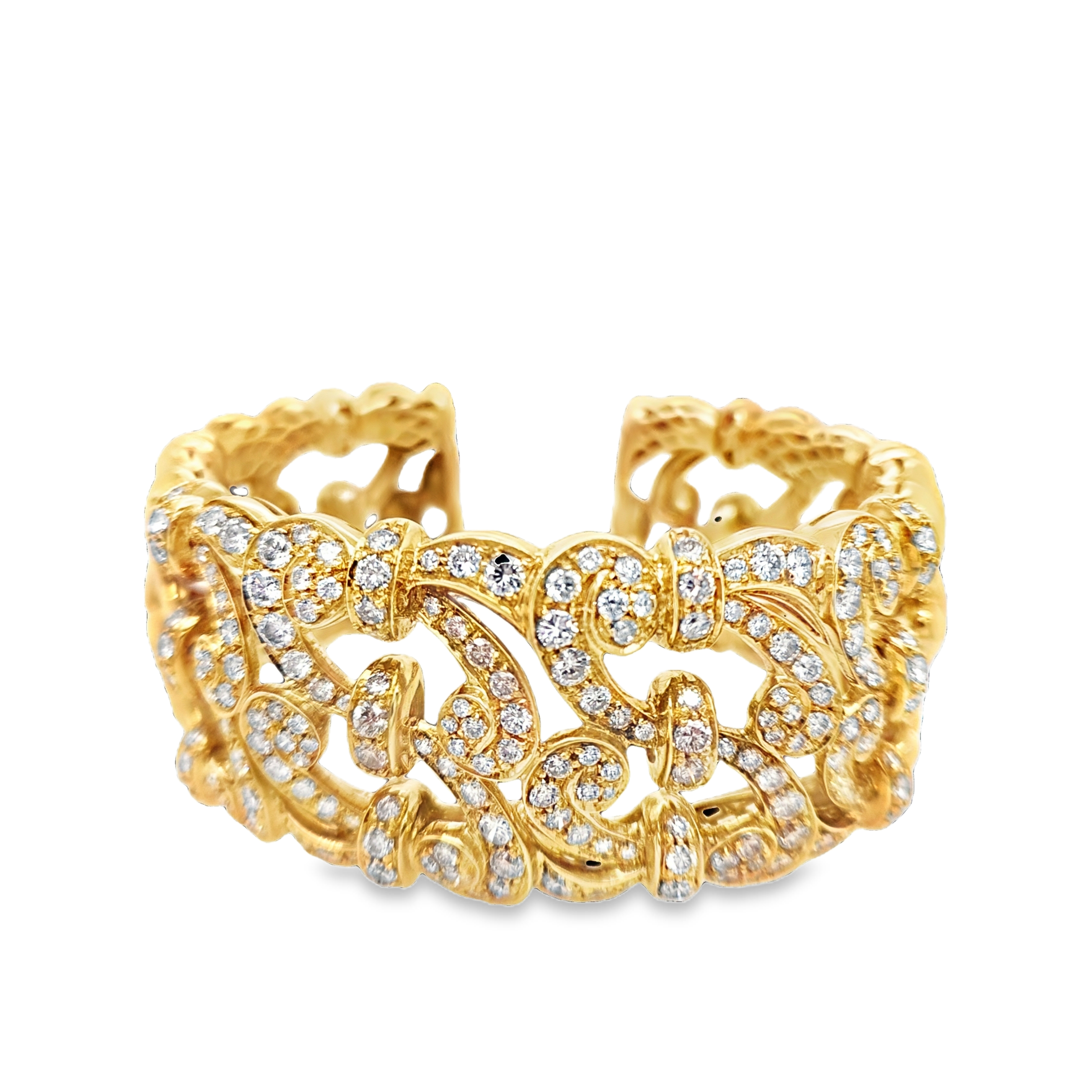 18K Yellow Gold Diamond Flexible Cuff Bracelet