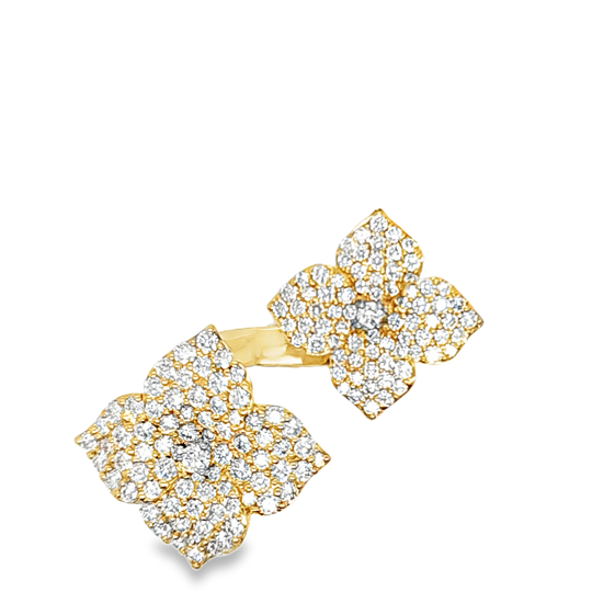 18K Yellow Gold Diamond Flower Ring - R4525-150