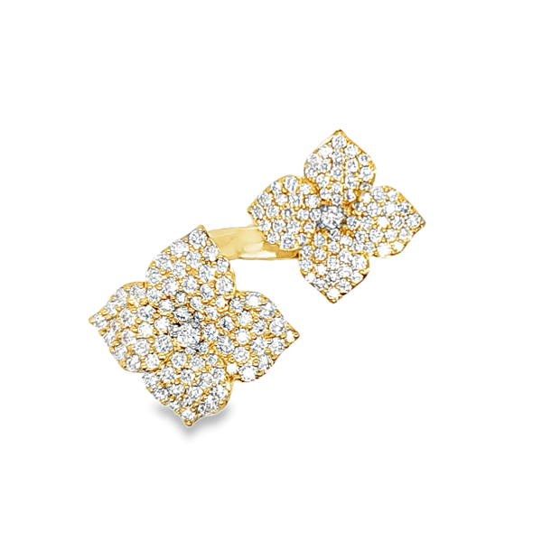 18K Yellow Gold Diamond Flower Ring