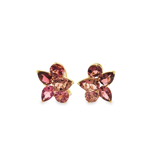 Piranesi 18K Yellow Gold Pietra Pink Tourmaline Cluster Earrings