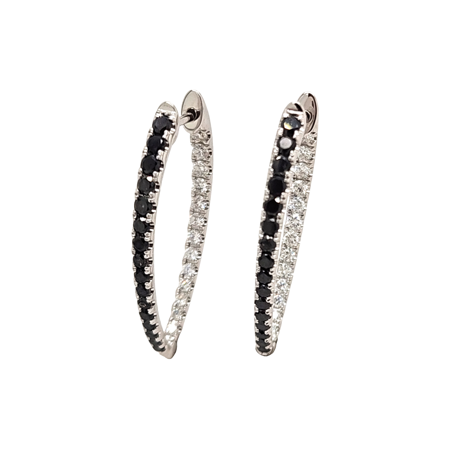 18K White Gold Diamond Inside Outside Hoop Earrings