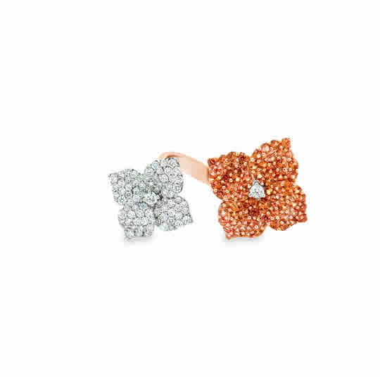 18RW 1.81TW ORANGE SAPP 0.77 HI SI DOUBLE FLOWER RING  SZ6.5