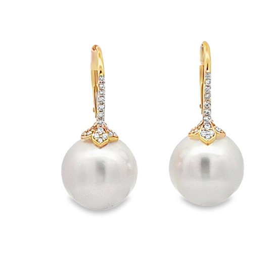 Piranesi 18K Yellow Gold Diamond and Pearl Drop Earrings