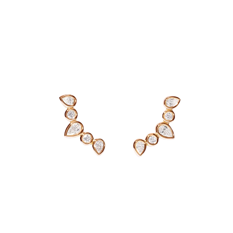 Tamara Comolli 18K Rose Gold Diamond Crawler Earrings