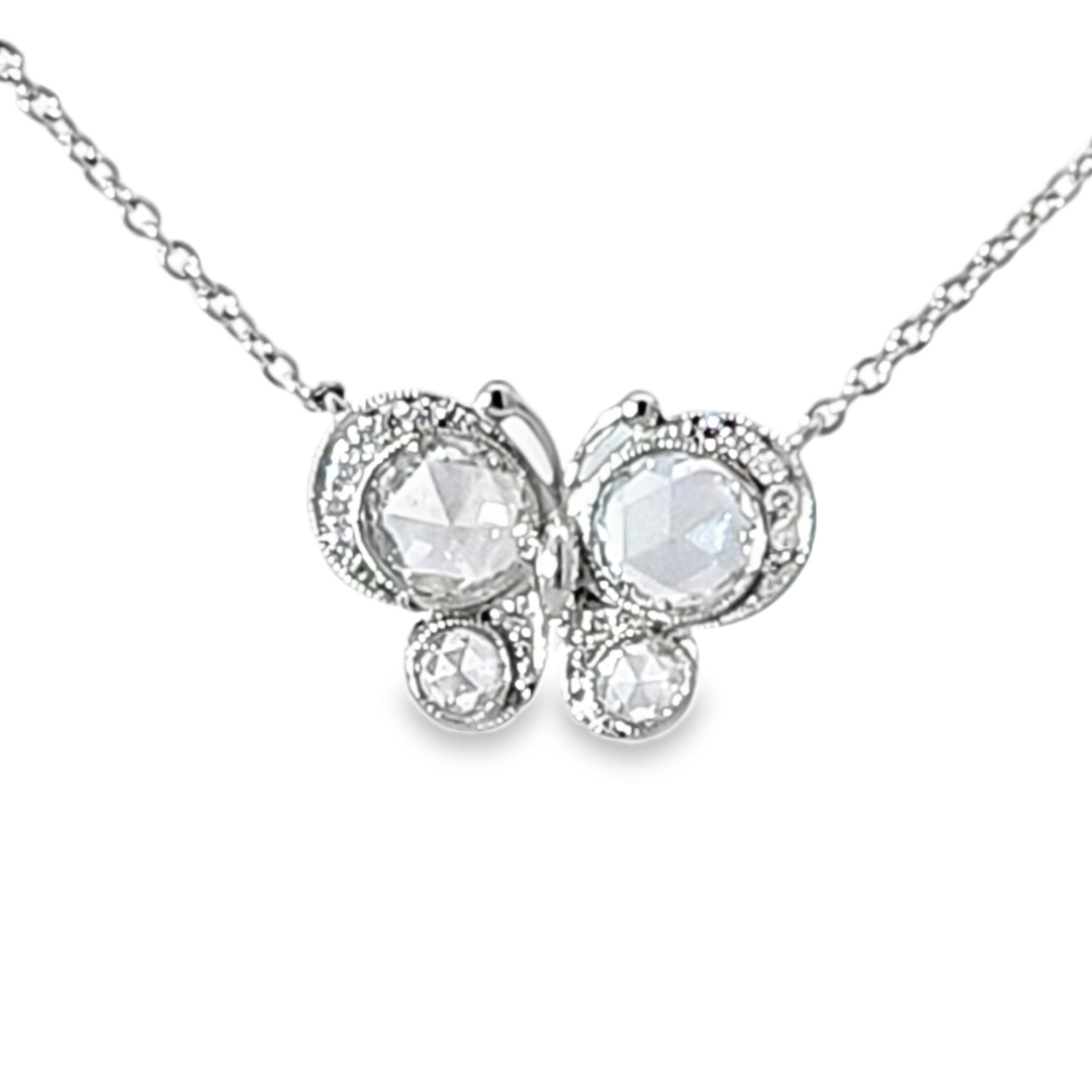 18K White Gold Diamond Butterfly Necklace
