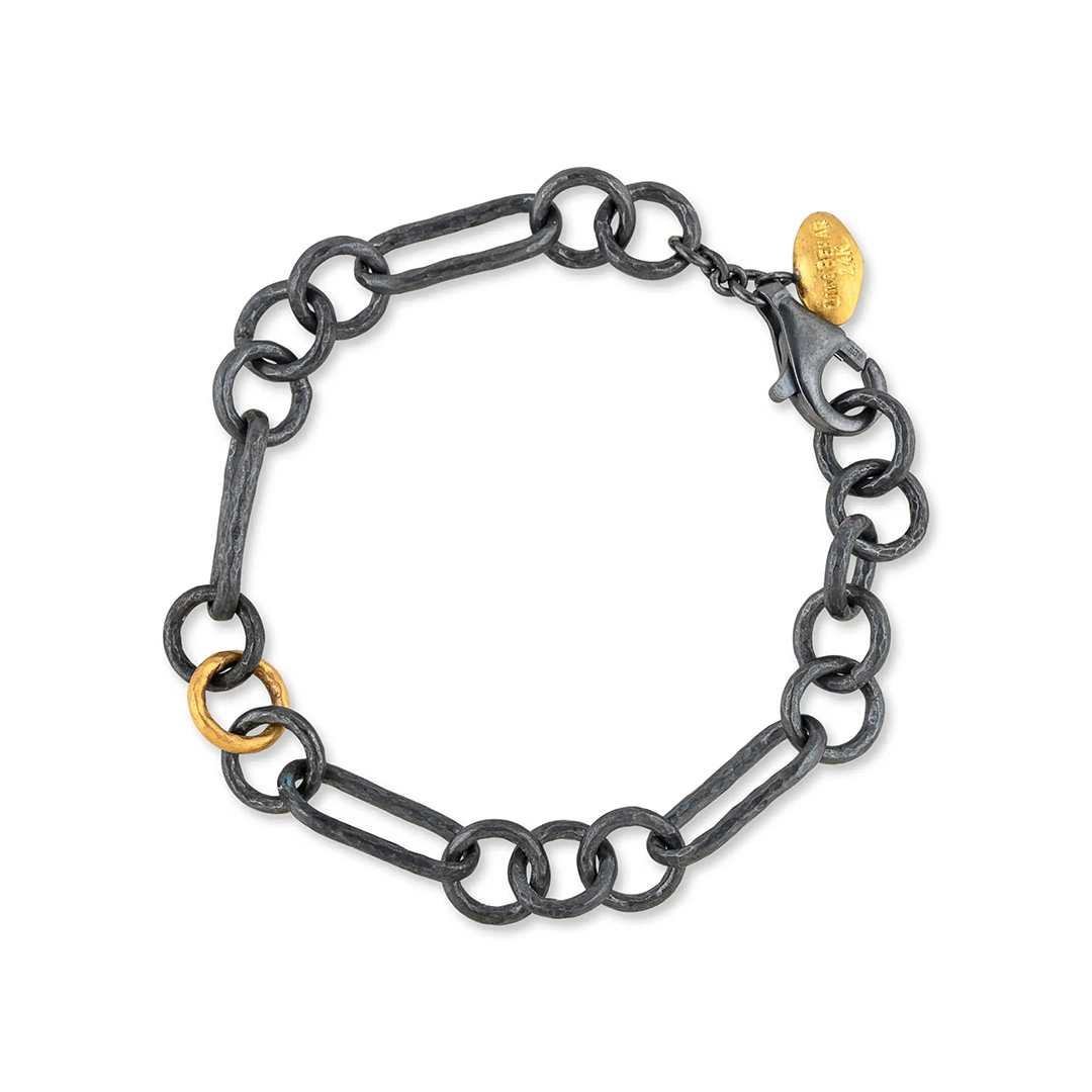 Lika Behar Oxidized Sterling Silver and 24K Yellow Gold Toggle Link Bracelet