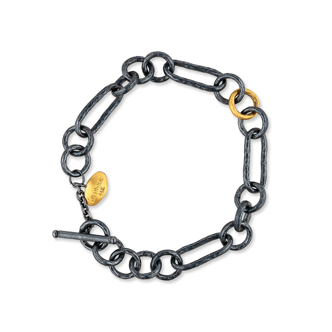 Lika Behar Oxidized Sterling Silver and 24K Yellow Gold Toggle Link Bracelet