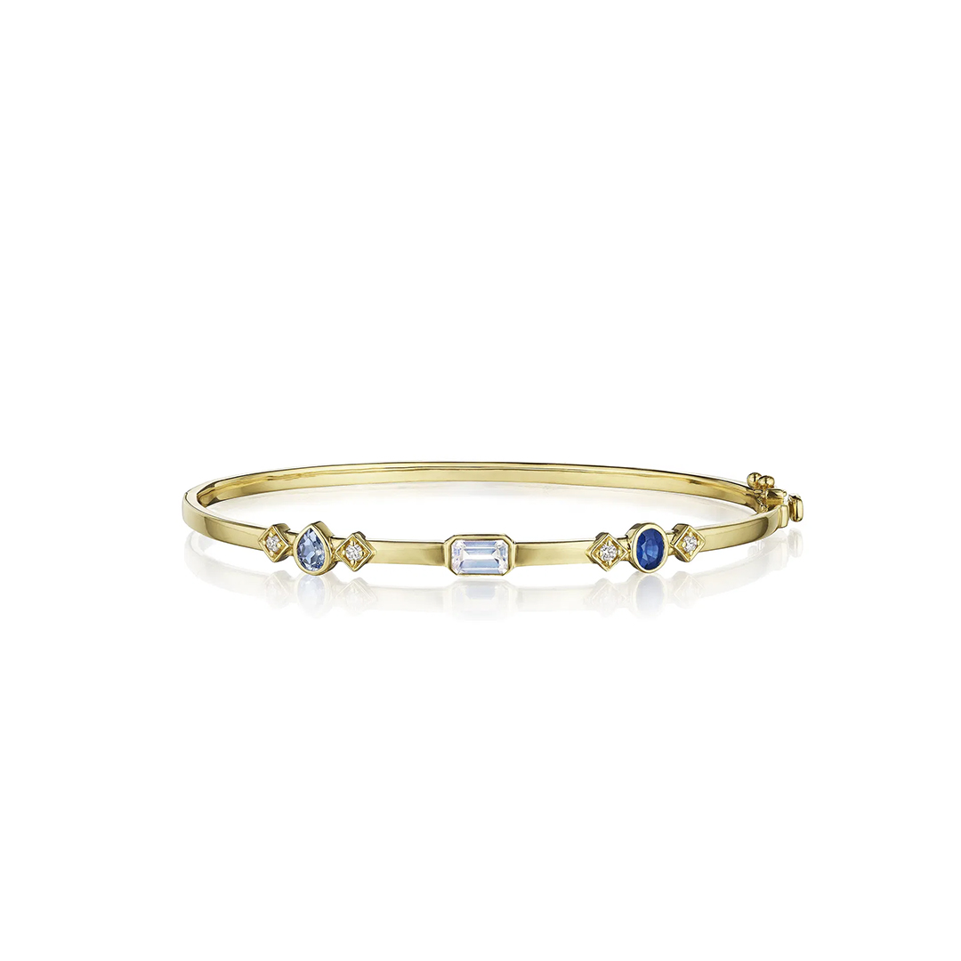 Penny Preville 18K Yellow Gold Mixed Stone and Diamond Bangle