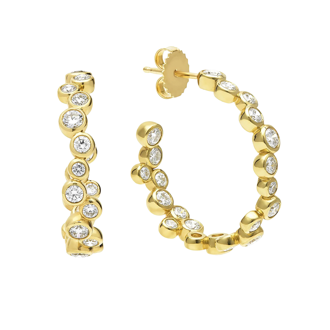 LAGOS 18K Yellow Gold Diamond Hoop Earrings