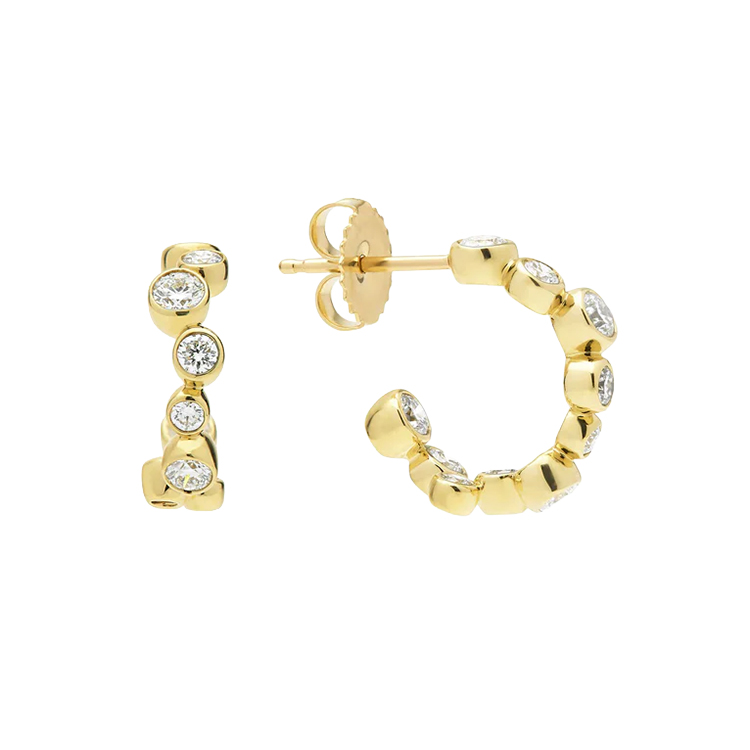 LAGOS 18K Yellow Gold Diamond Huggie Hoop Earrings