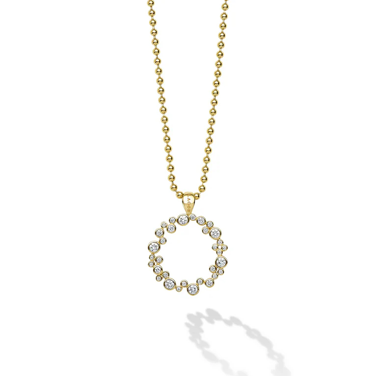 LAGOS 18K Yellow Gold Diamond Small Circle Nekclace