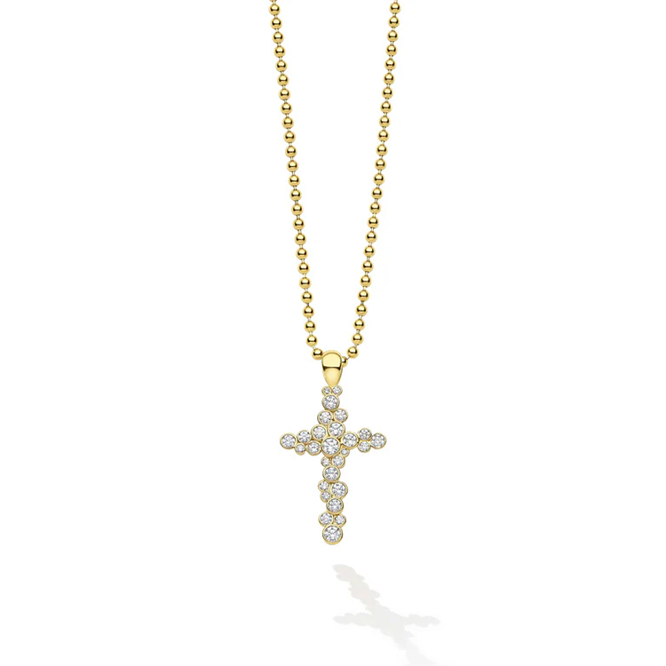 LAGOS 18K Yellow Gold Diamond Cross Necklace