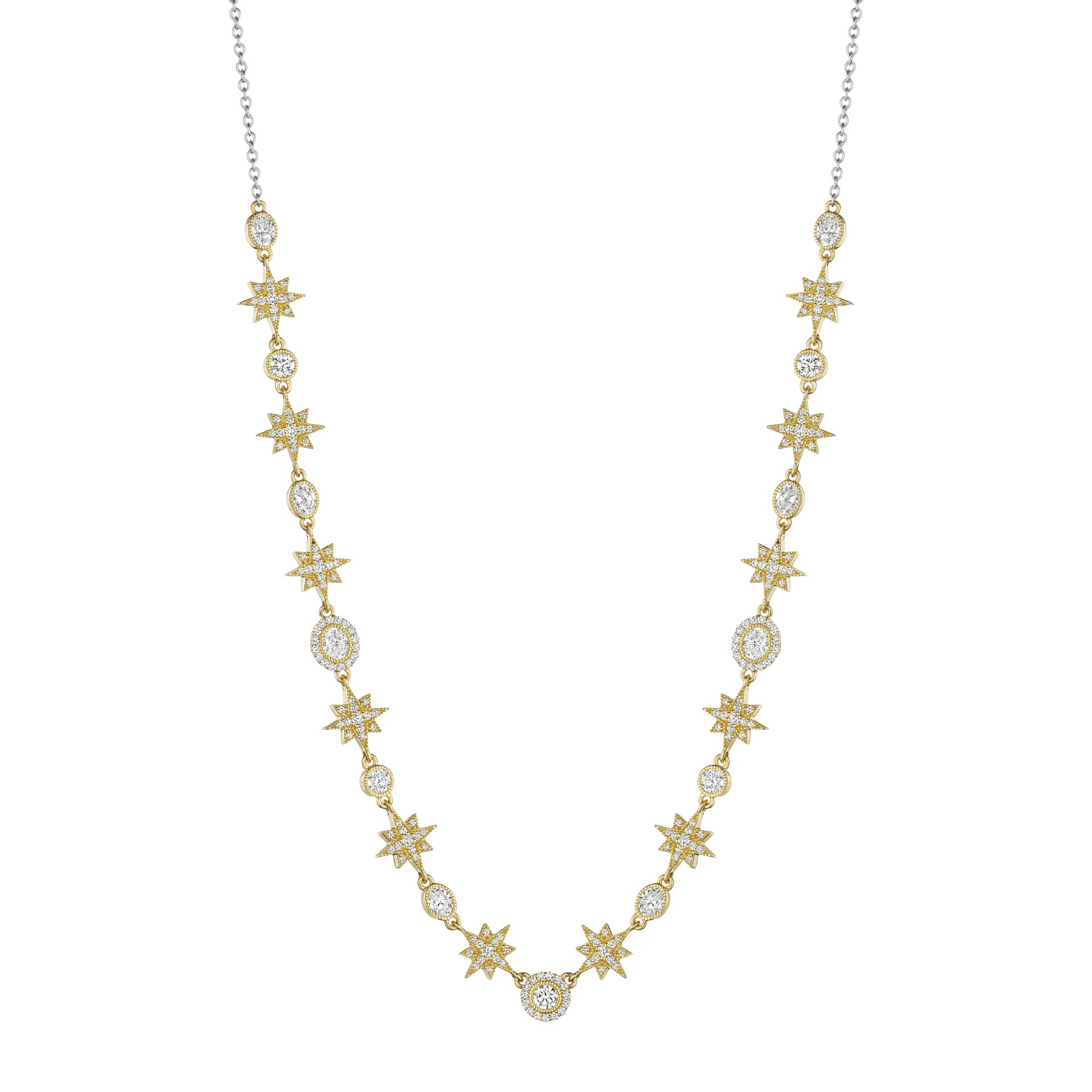 Penny Preville 18K Yellow and White Gold Star and Oval Necklace