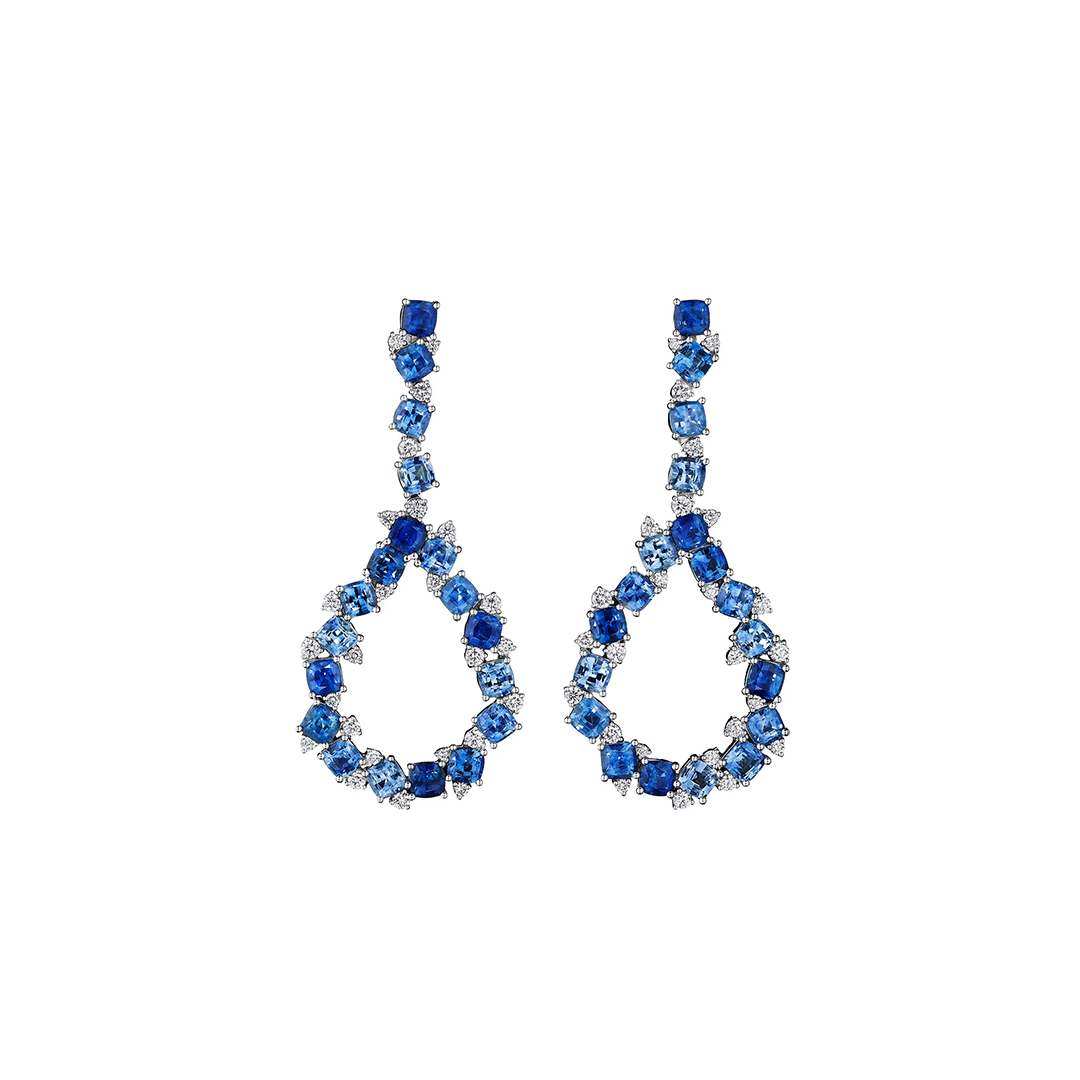 Penny Preville 18K White Gold Blue Sapphire and Diamond Confetti Earrings - E2290W