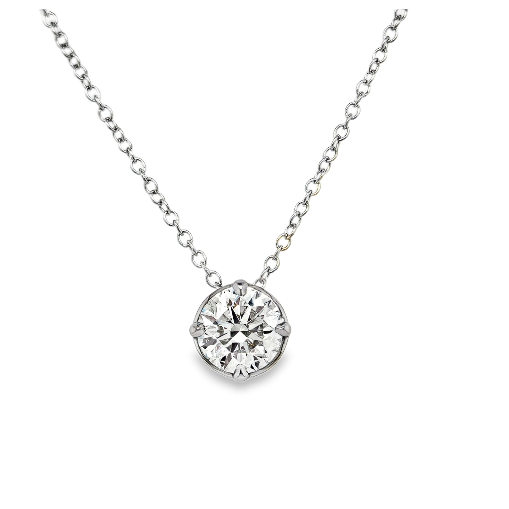 18K White Gold Diamond Solitaire Necklace