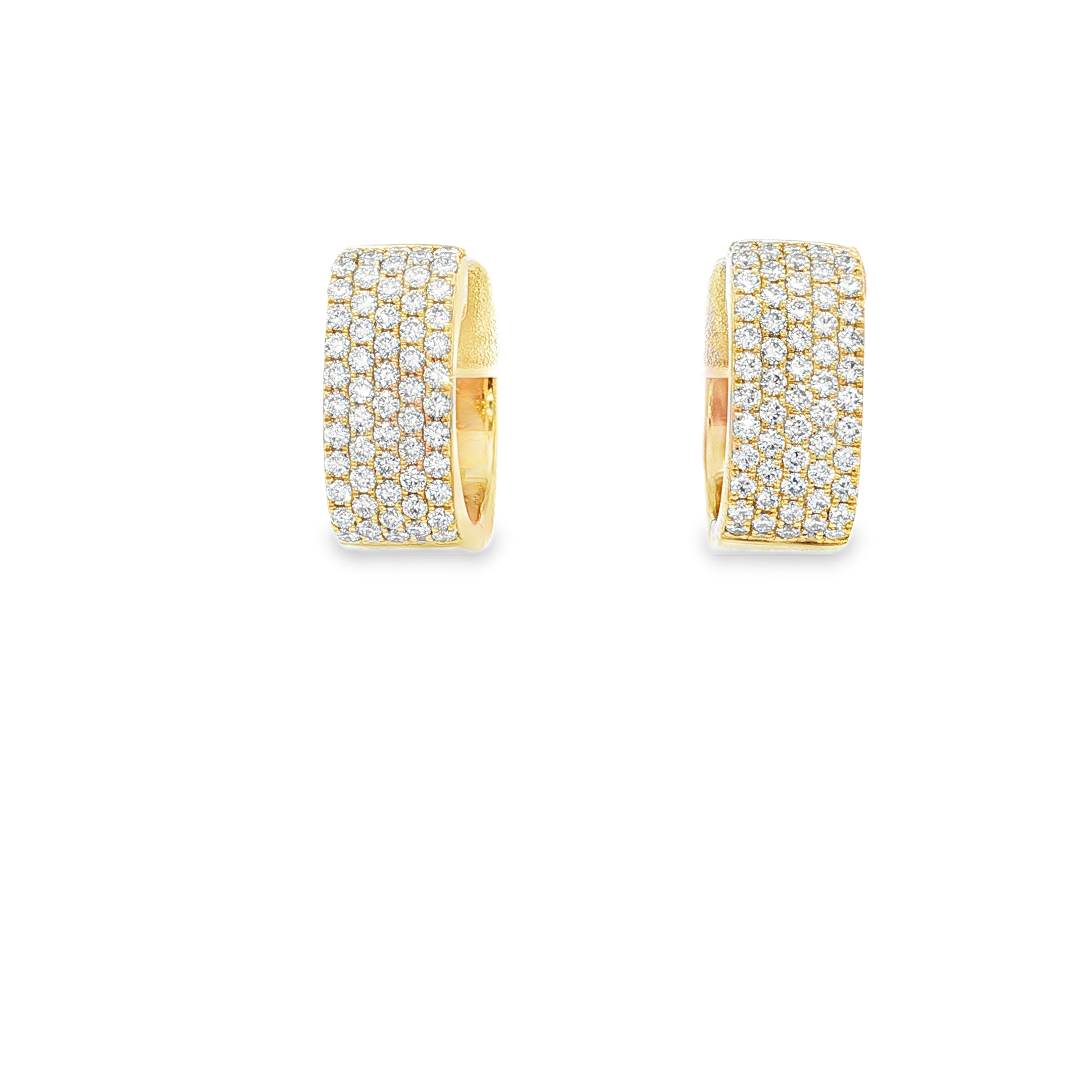 18K Yellow Gold Diamond Huggie Hoops
