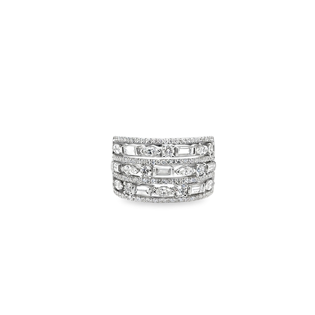 18K White Gold Diamond Mixed Stone Ring