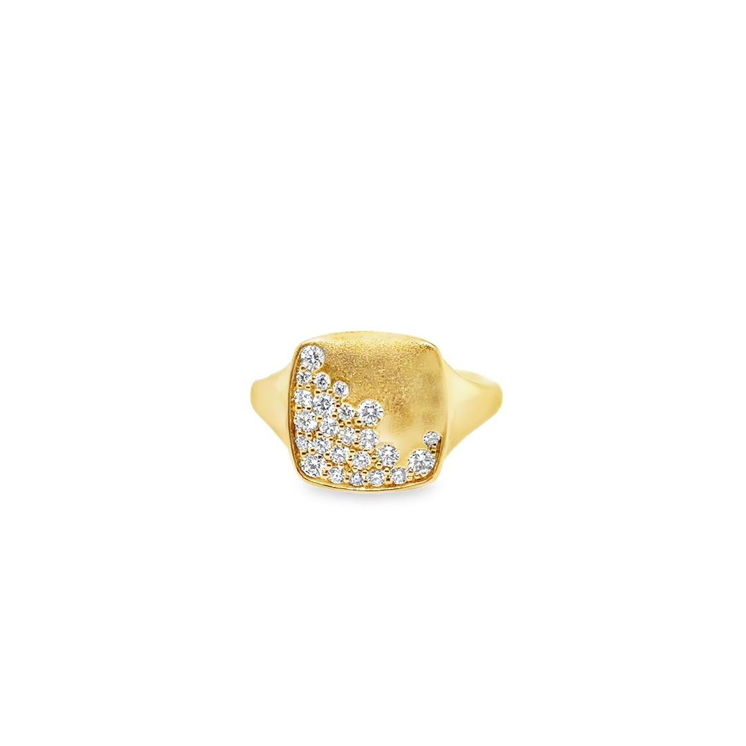 18K Yellow Gold Diamond Square Ring