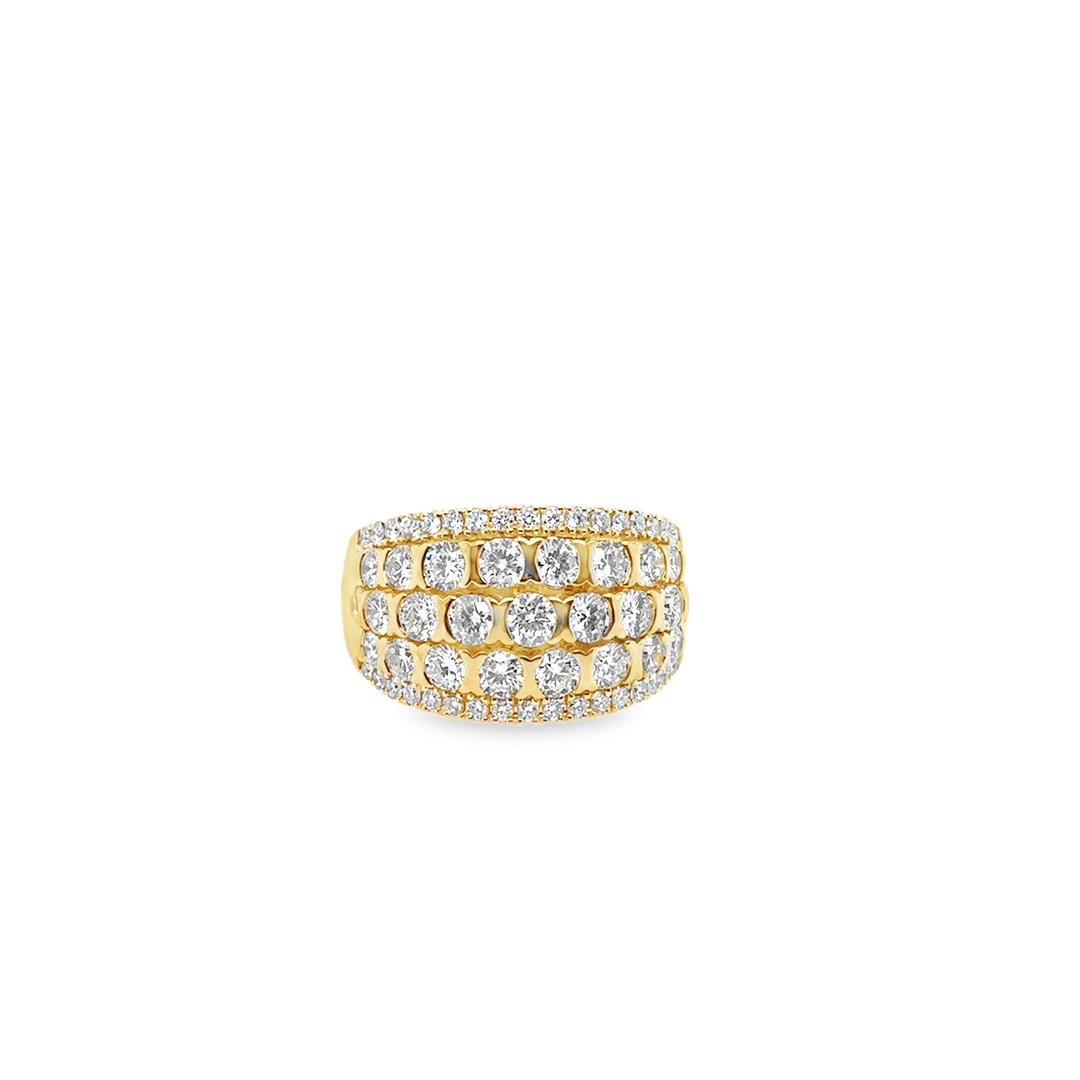 18K Yellow Gold Diamond 5 Row Ring