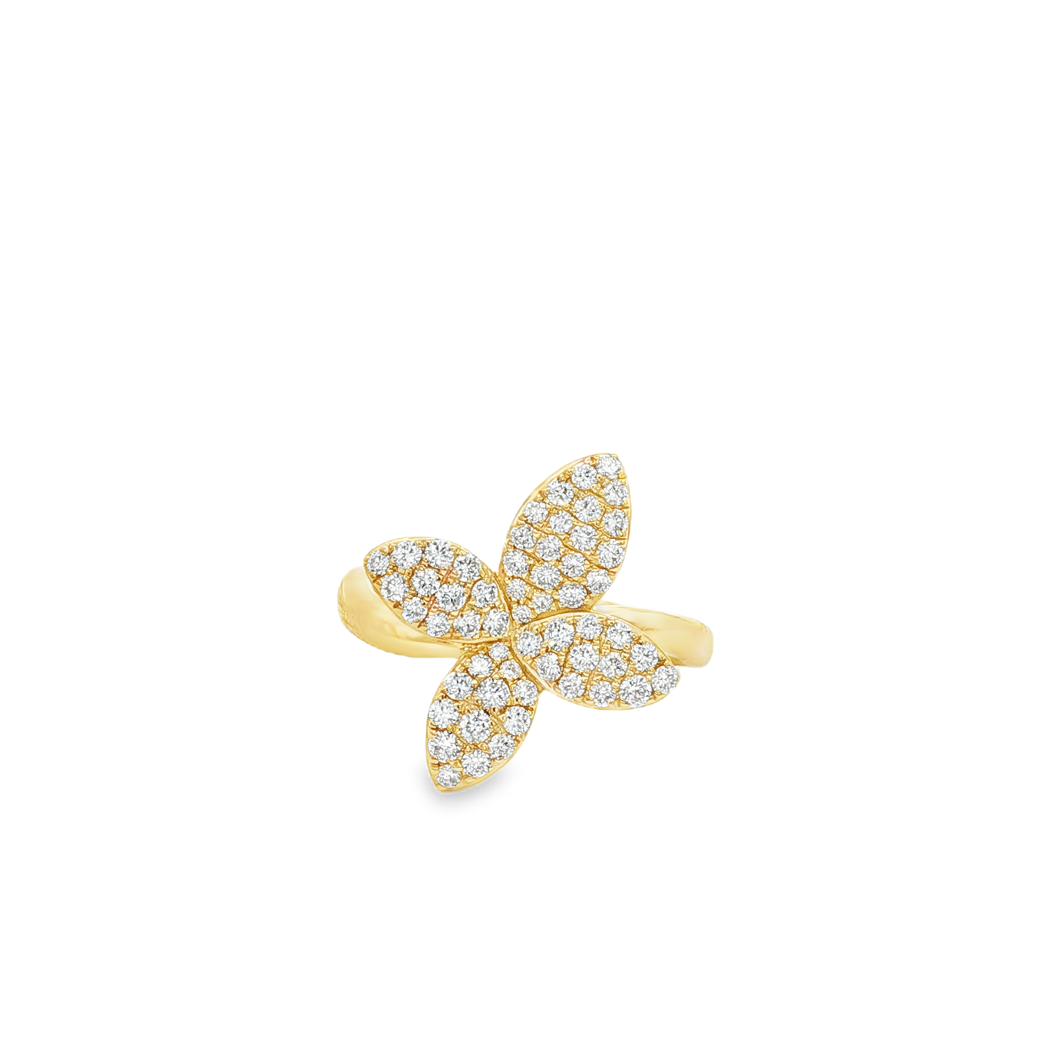 18K Yellow Gold Diamond Flower Ring
