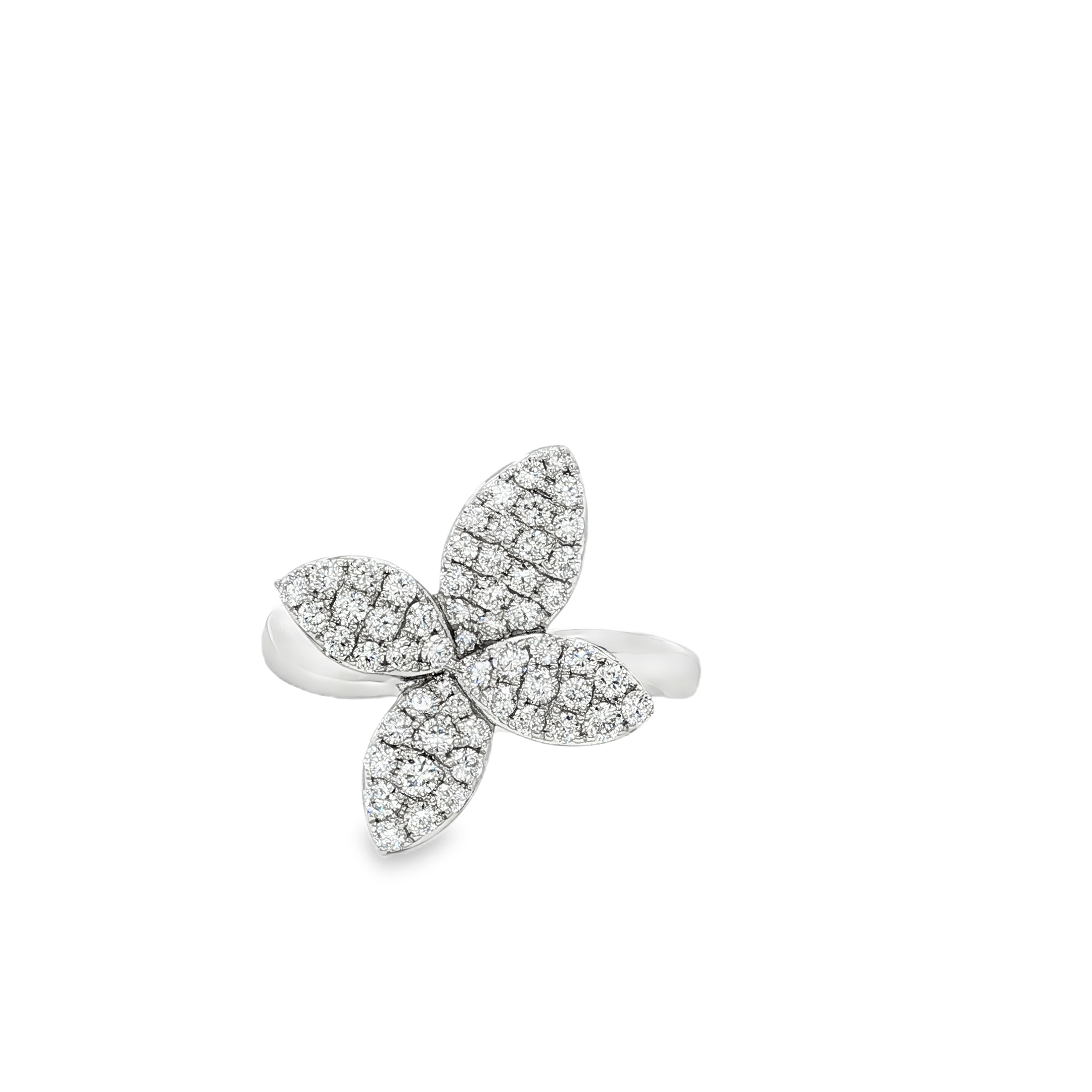 18K White Gold Diamond Flower Ring