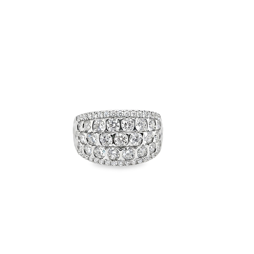 18K White Gold Diamond 5 Row Ring