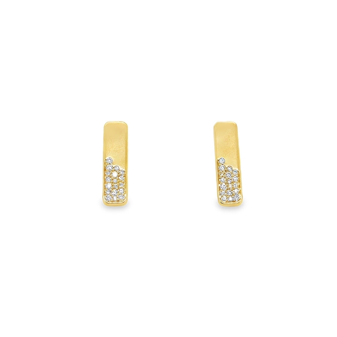 18K Yellow Gold Diamond Bar Earrings