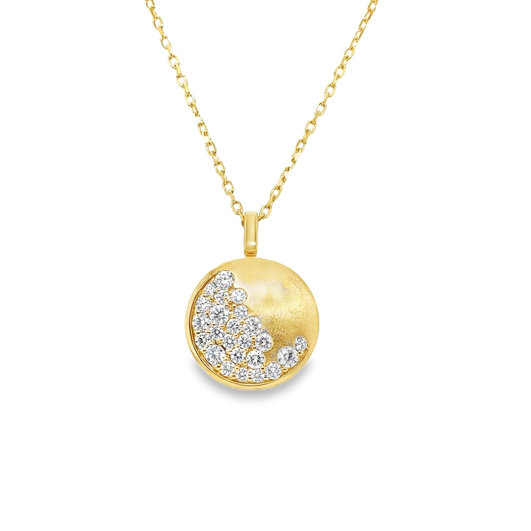 18K Yellow Gold Diamond Circle Necklace