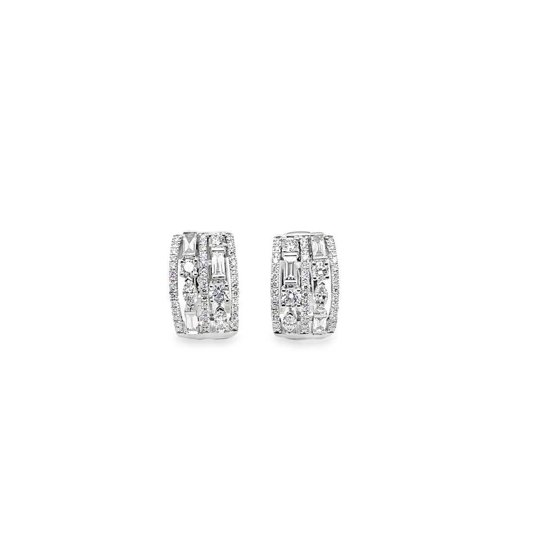 18K White Gold Diamond Hoop Earrings