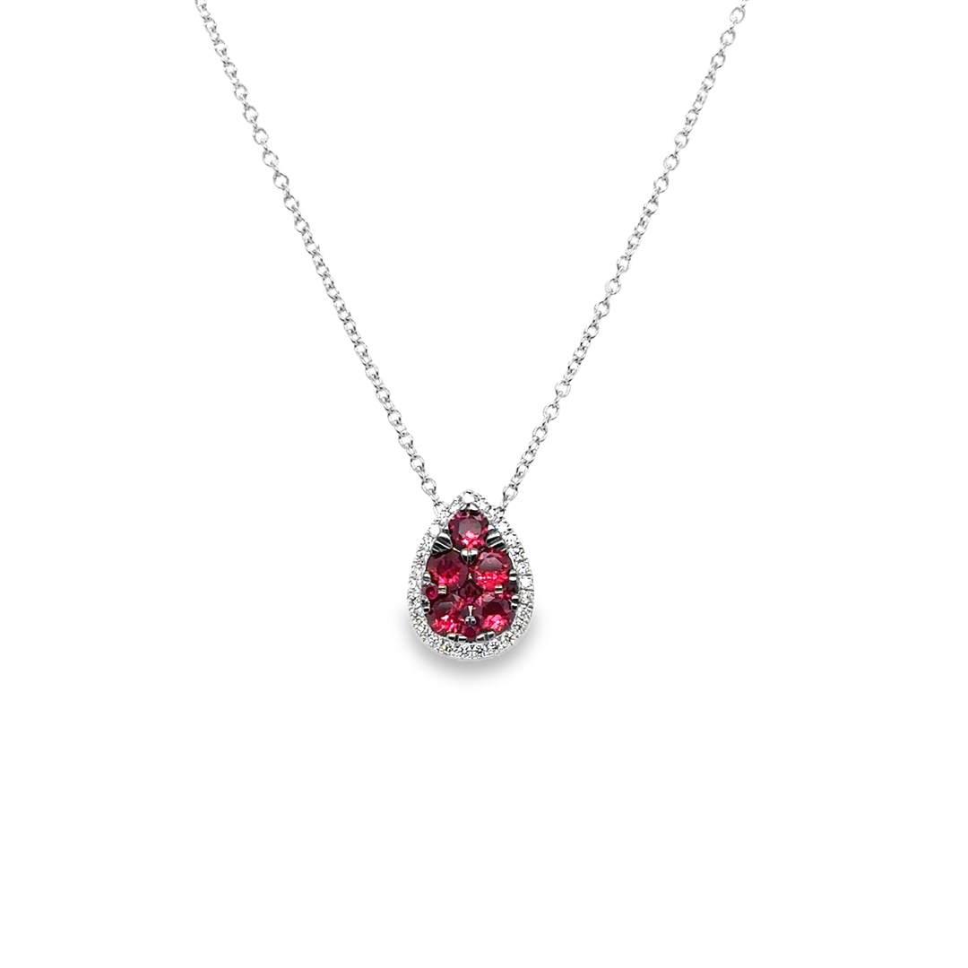 18K White Gold Ruby and Diamond Necklace