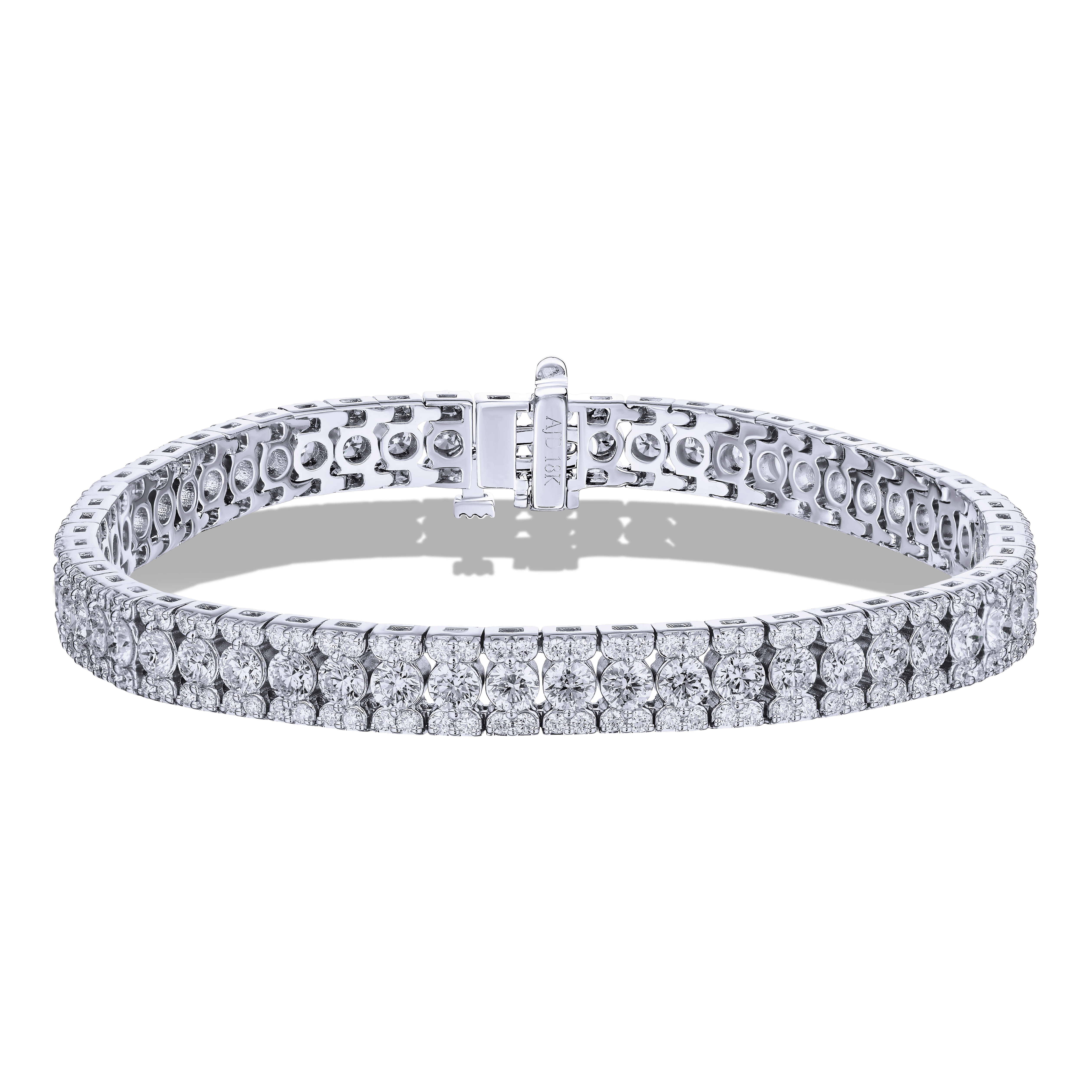 18K White Gold Three Row Diamond Line Bracelet