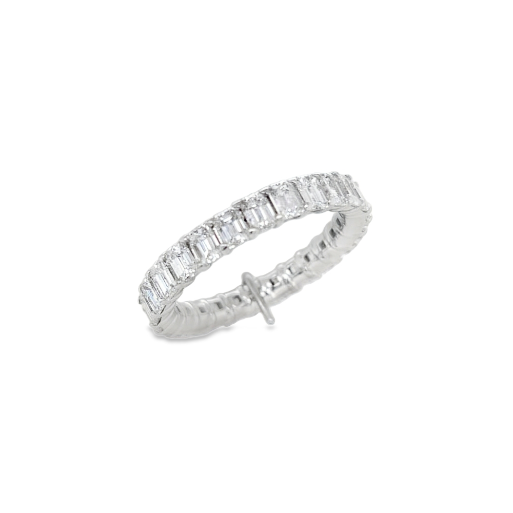 Platinum Emerald Cut Diamond Buttercup Eternity Band