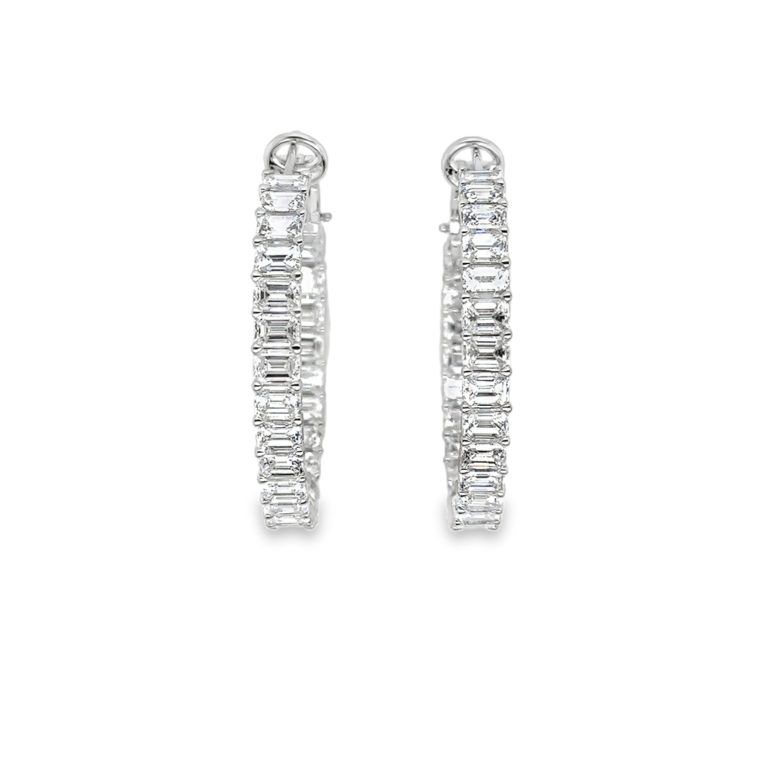 18K White Gold Diamond Inside Outside Hoop Earrings - FH342A8/189129