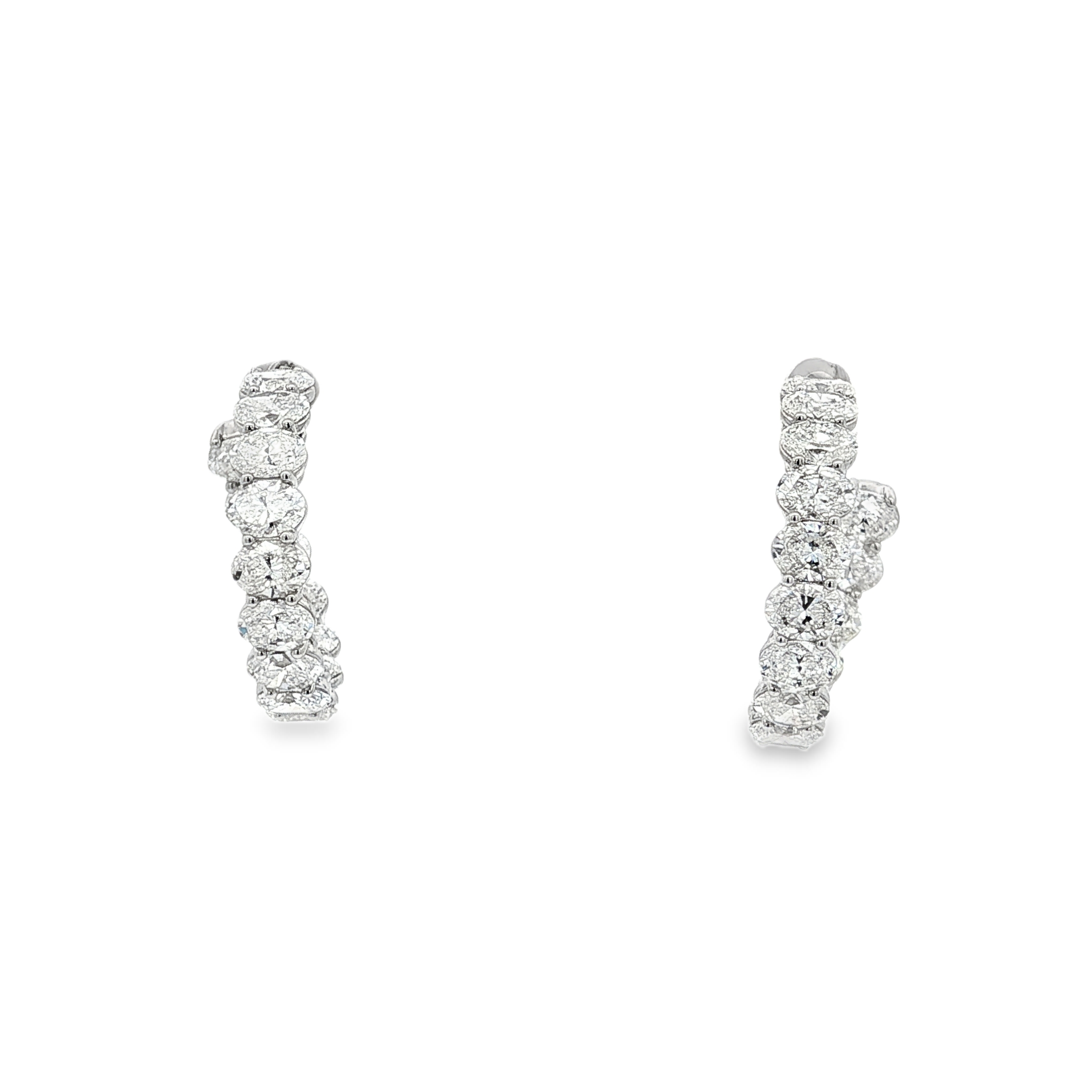 18K White Gold Diamond Inside Outside Hoop Earrings