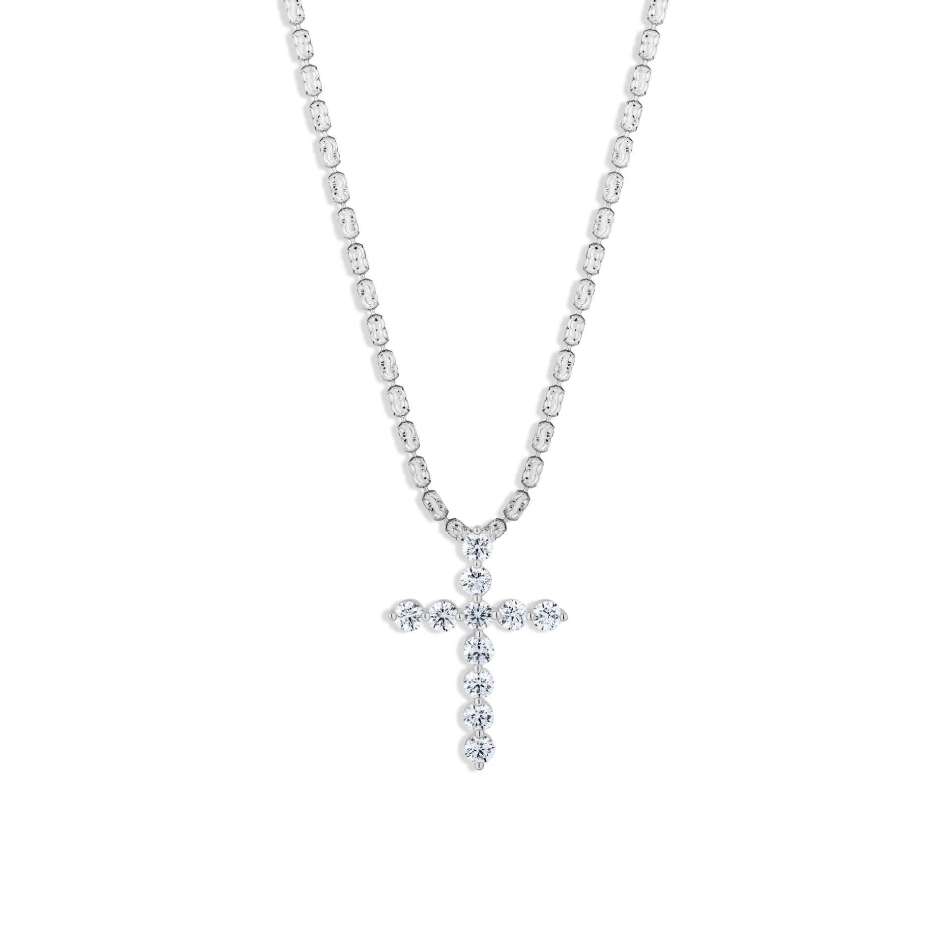 18K White Gold Diamond Hoop Earrings