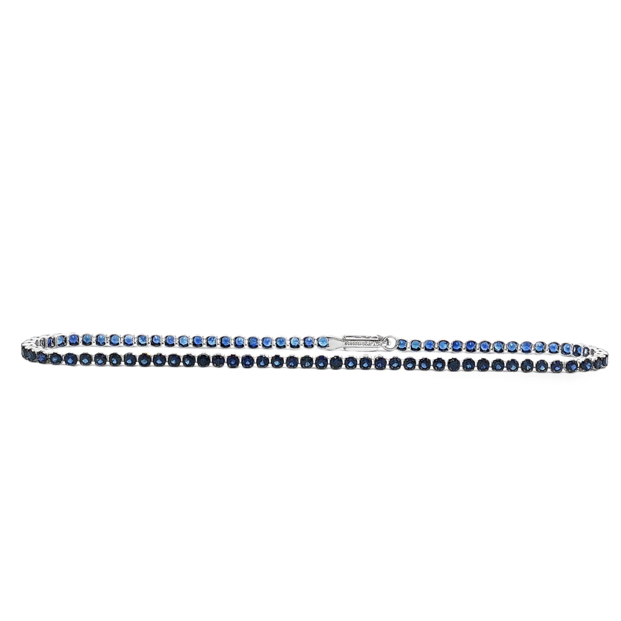 18K White Gold Blue Sapphire Tennis Bracelet