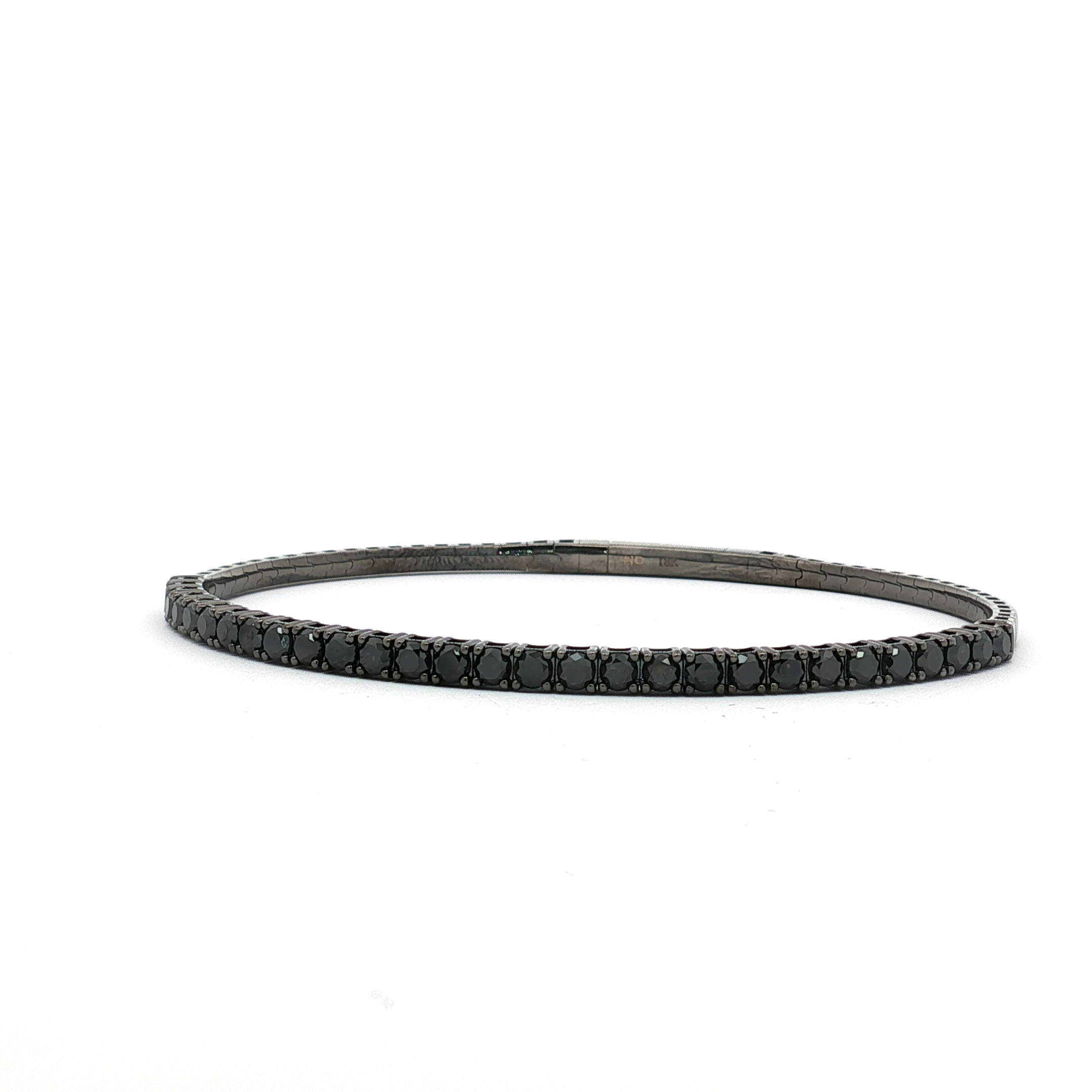 18K White Gold Black Diamond Bangle Bracelet