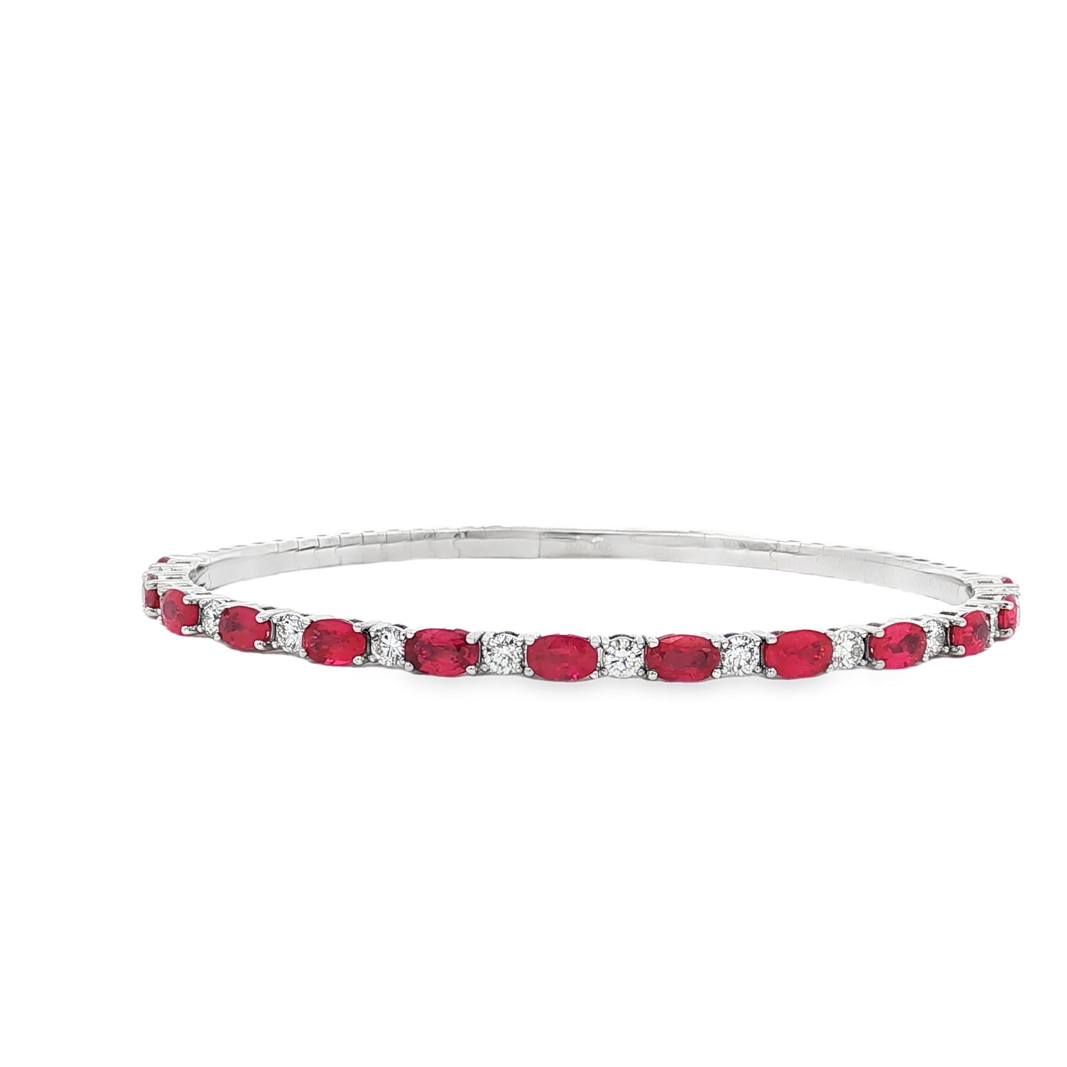 18K White Gold Diamond and Ruby Flex Bangle Bracelet