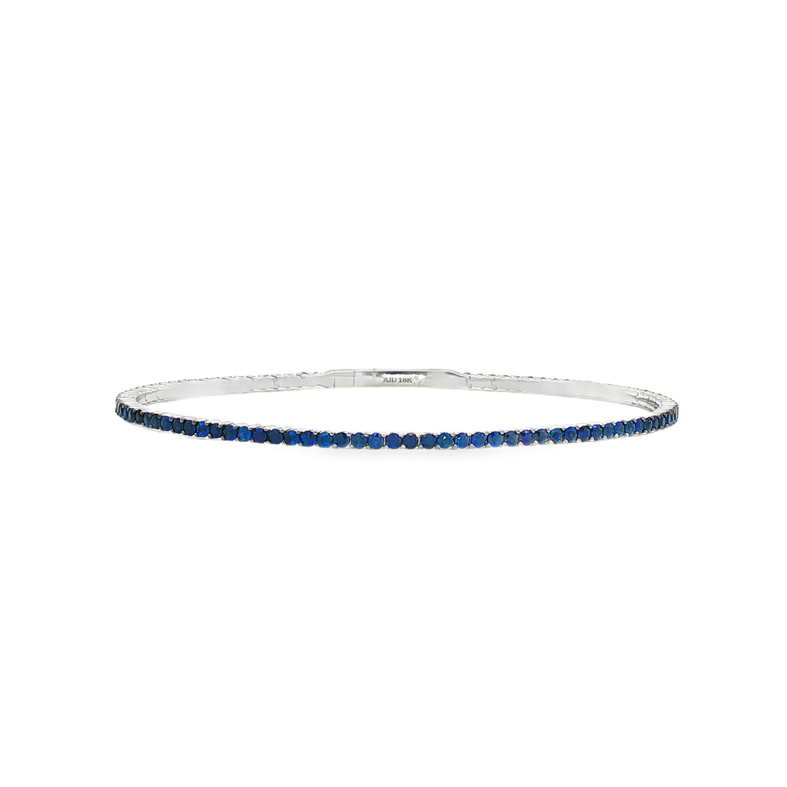 18K White Gold Blue Sapphire Flex Bangle Bracelet