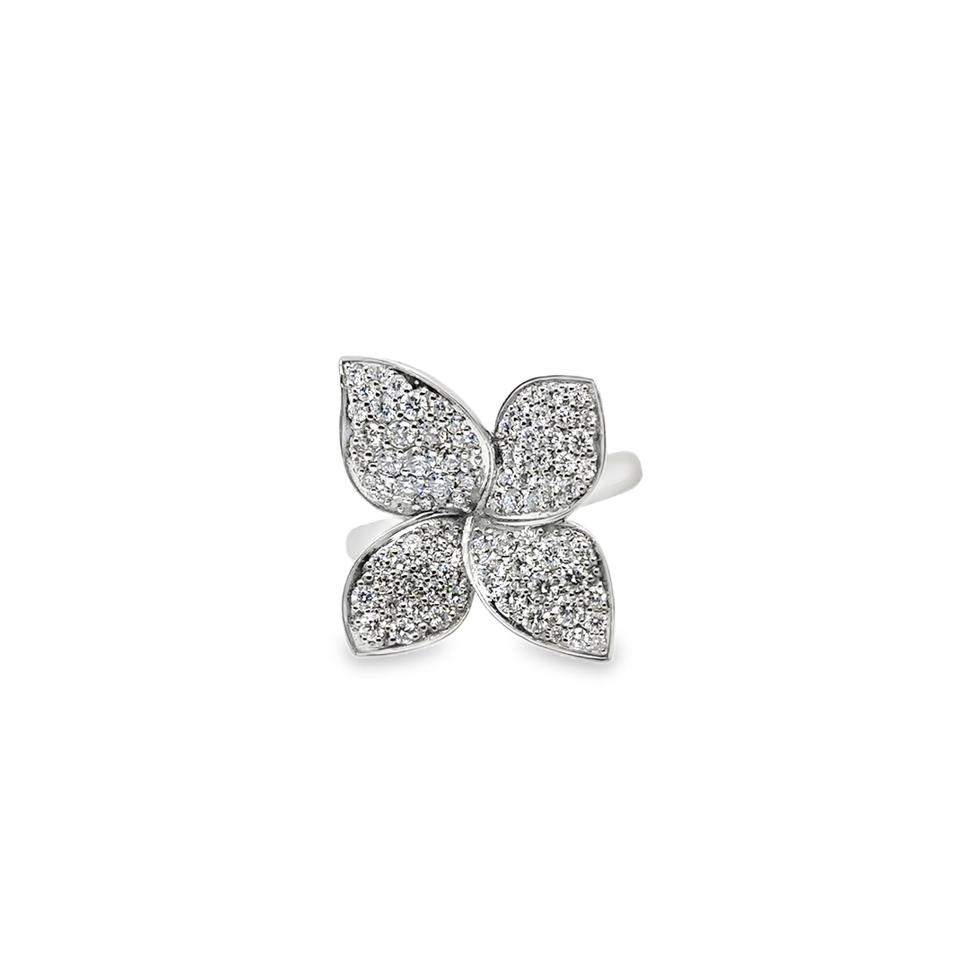 18K White Gold Diamond Petal Ring